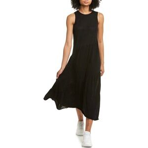 Vince tiered midi black knit cotton dress - size XS